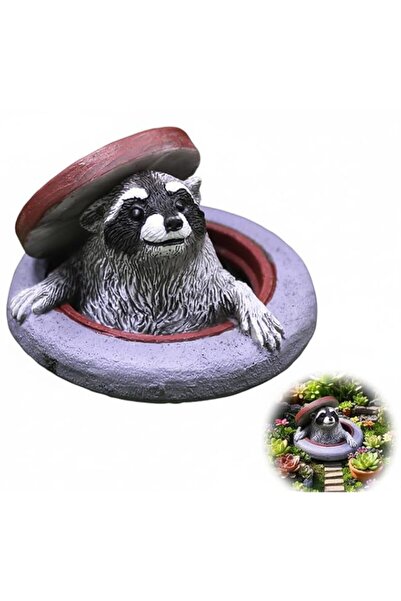 Generic Raccoon Garden Statue, Resin Animal Figurine for Fairy Garden and Pat...