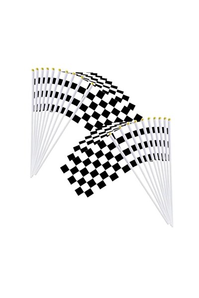 Generic Bukela Hand Held Stick Flags, 20 Pack 8"x5.5" Black and White Checker...
