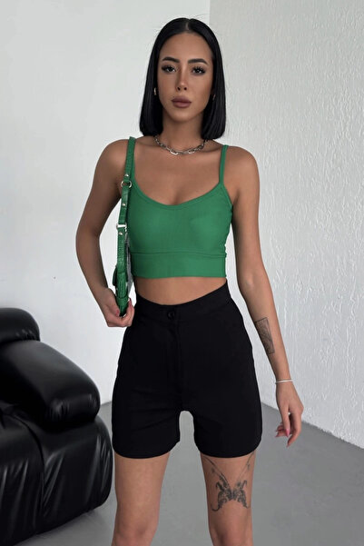 online kapsulavm avm alışveriş High Waist Flexible Stretch Fabric Crepe Short...