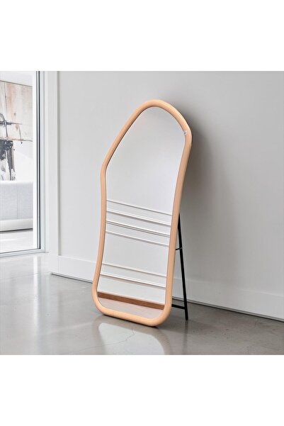 Estilo مرآة أرضية غير منتظمة بتصميم هندسي عالي الجمالية وإطار خشي