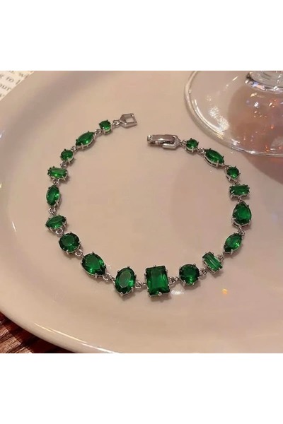 Heda Jewelry سوار سباركل - سوار جيما بحجر أخضر - سوار VIP