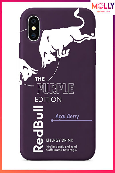 Molly iPhone XS MAX İçin Derin Mor Redbull The Purple Edition Desenli İçi Kad...