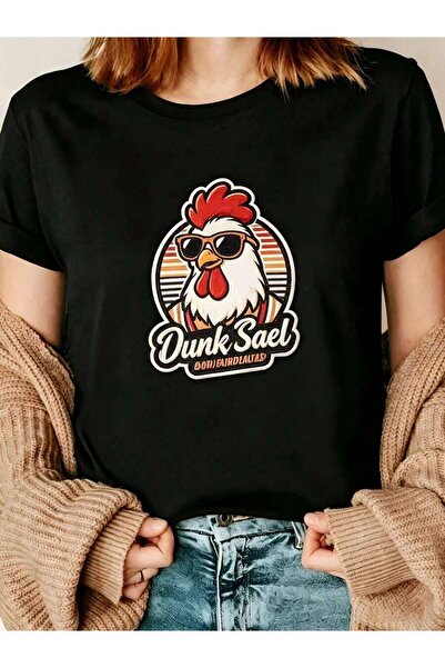 k222 Casual Funny Women's T-Shirt Cool Chicken Dunk Sael Graphic Summer Fall ...