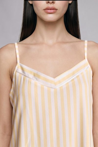 DeFacto Ultra Soft Regular Fit V-Neck Softshell Strap Yellow Nightgown H7034Ax26Sm