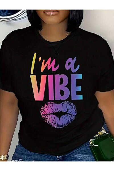 9JY تي شيرت نسائي بطبعة I'M A Vibe، تي شيرت كاجوال بأكمام قصيرة وياقة دائرية ...