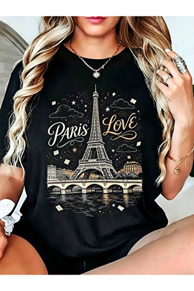 kai22 تي شيرت نسائي كاجوال برسومات برج إيفل من Paris Love هدية لقضاء عطلة الص...