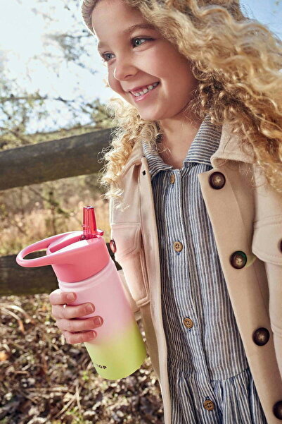 Skip Hop Wander Stainless Steel Water Bottle with Straw Pink
