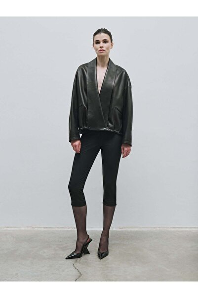 BAQA Open Collar Leather Jacket