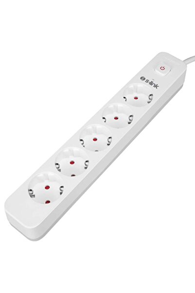 S-LINK Spg501S 1.5 Meter Cable, 750 Joule, 1.5 mm Switched 5-Port Surge Prote...