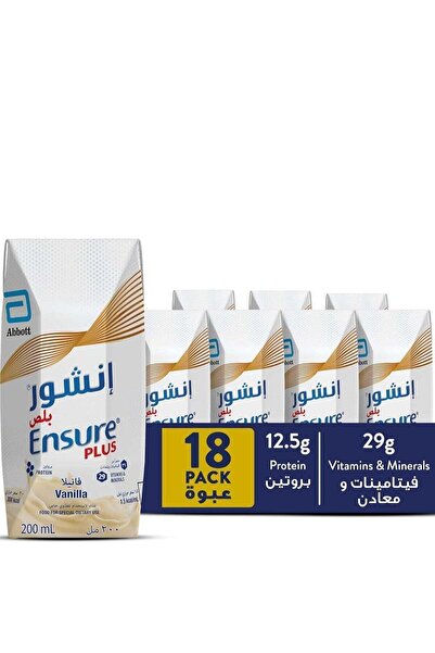 Ensure مكمل غذائي بلس (200 مل) علبة تحتوي على 18 عبوة