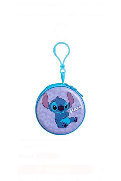 OEM Portofel Metalic Lila Turcoaz Stitch cu Breloc pentru Copii Ø7,5x3cm, mod...