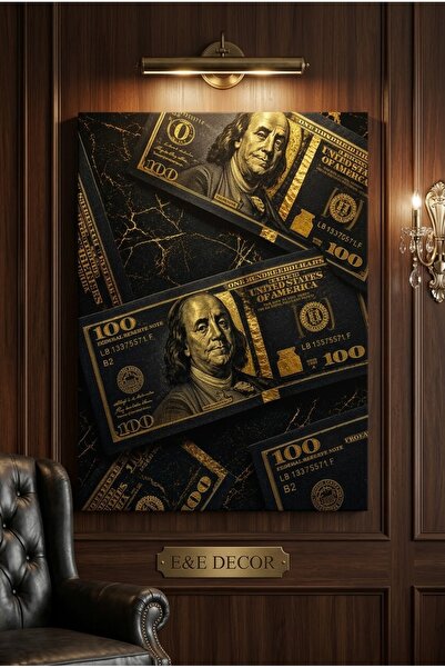 shop Siyah & Altın 100 Dolar Premium Kanvas Tablo