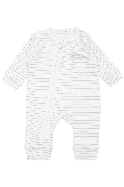 bebegen Baby Boy White Plaid Patterned Jumpsuit 0-3 Months