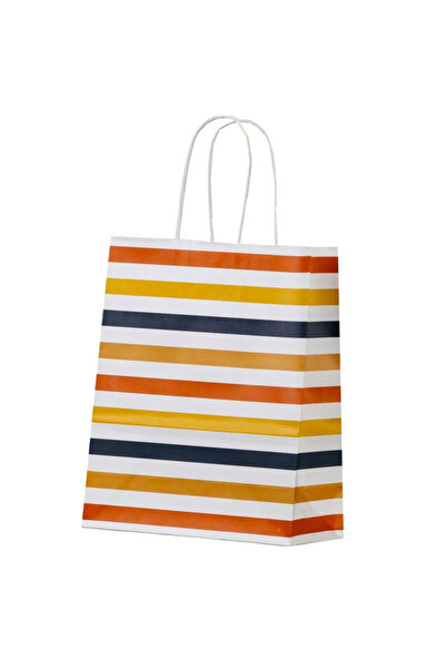 MC Micostore Χάρτινη τσάντα με στριφτή λαβή 32 x 12 x 41 εκ. λευκό ριγέ χαρτί