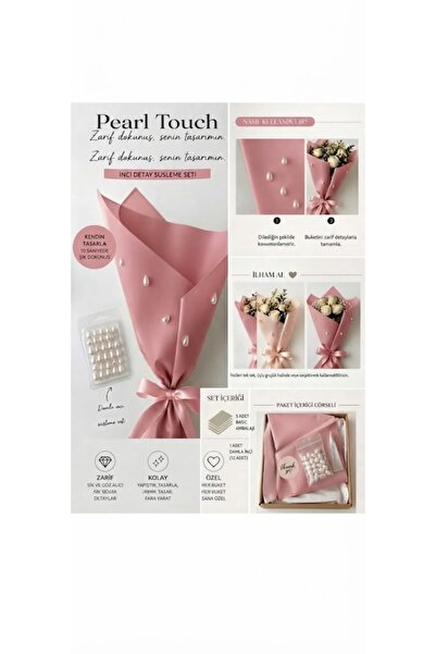 hobidaşım Pearl Touch - İnci Detaylı Buket Tasarım Seti 5'li (pembe)