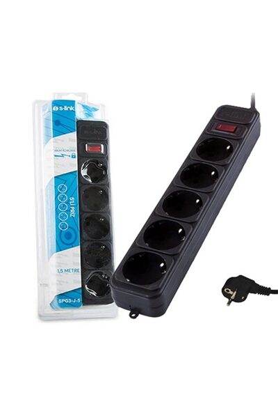 S-LINK Spg3-J-5 306 Joule 5Li 1.5 Metre Kablolu Akım Korumalı Priz