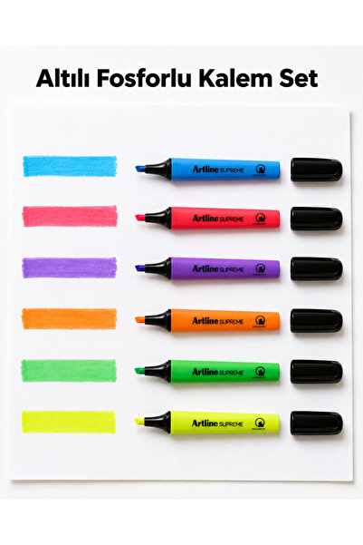 artline Supreme Fosforlu Kalem 6 Lı set Hıghlıgher