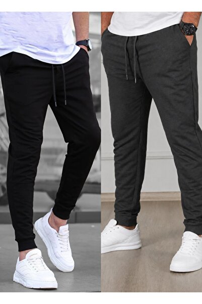 TORUK MAKTO Set of 2 Unisex Ribbed Leg Sweatpants Jogger Comfortable Fit Dail...