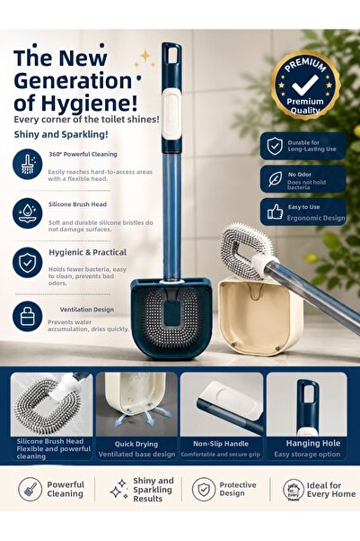 AYGÖREN HOME Bendable Silicone Toilet Brush with Practical Refillable Deterge...