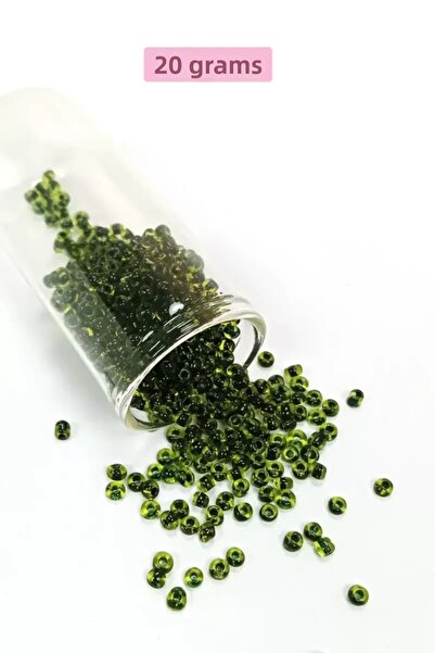 Mestore Bulky Glass Sand Beads (8/0) 3 mm - 20 Grams - Transparent Green Blac...