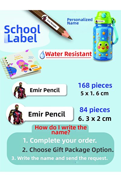YUNUS COPY School Label Pen Notebook Label Iron Man Iron Custom Name Writable...