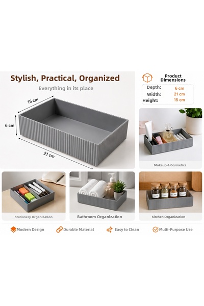 Clinica Home Multi-Purpose Organizer Box – Gray 21X15 cm