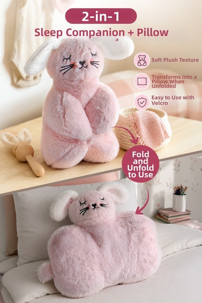Nandy Home Plush Rabbit Sleeping Companion and Transformable Pillow
