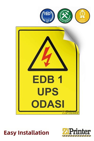 ZiPrinter ملصق لافتة تحذيرية لغرفة UPS EDB 1 مقاس 15 × 21 سم