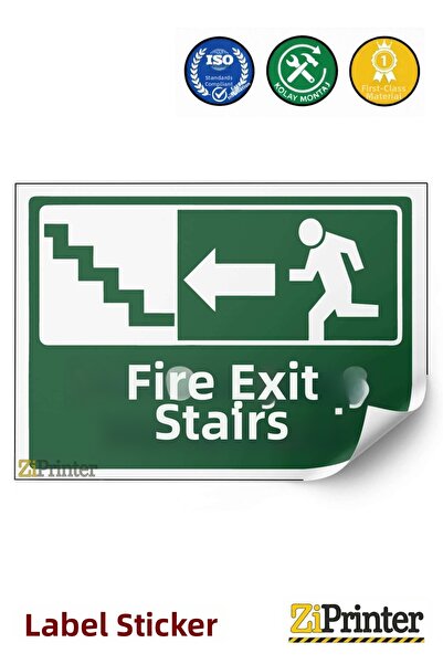 ZiPrinter Fire Exit Staircase Isg Warning Sign Sticker 35X50 cm
