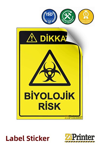 ZiPrinter Attention! Biological Risk Isg Warning Sign Label 25X35 cm