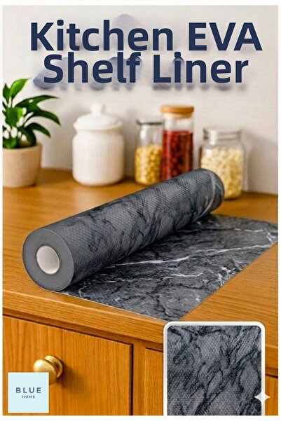 Blue Home Husă transparentă anti-alunecare cu model de marmură 45x1000 cm – C...