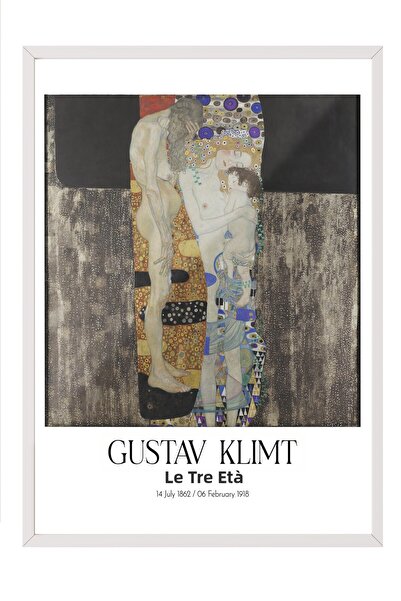 Postifull Gustav Klimt - the Three Ages, White Framed Artwork, Art Series No:...