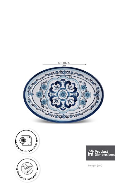 Karaca Blue Harmony Melamine Kayık Plate 30.5 cm
