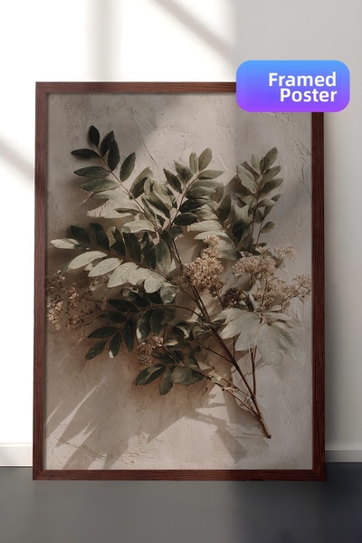 Zestia Pictură murală vintage, frunze și flori naturale, înrămate maro Nr.: 2...