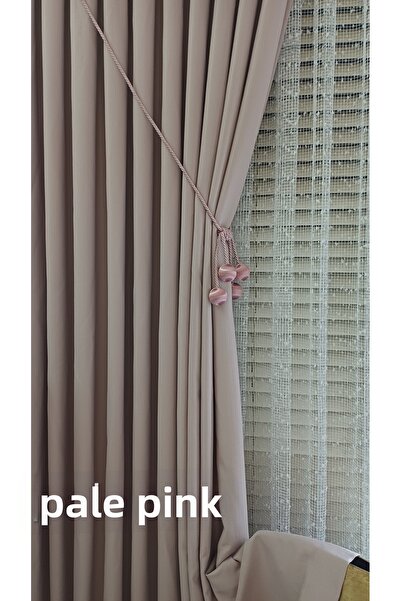 venedik home Powder Color Milas Linen Background Curtain 1X3 with Tight Pleat...