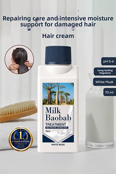 Milk Baobab بلسم مرطب لإصلاح الشعر التالف، علاج أصلي (مسك أبيض) 70 مل