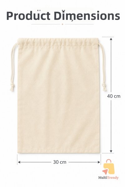 MultiTrendy 2 Pieces of Yogurt Straining Bag, Dry Legume Food Storage Bag, Hambez Cloth Pouch 30X40 cm