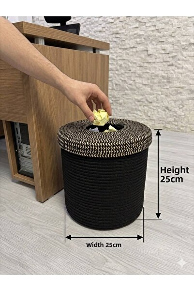 SARDA 💎   Stylish Dry Trash Basket Mink Black Round Office Dry Trash Basket ...
