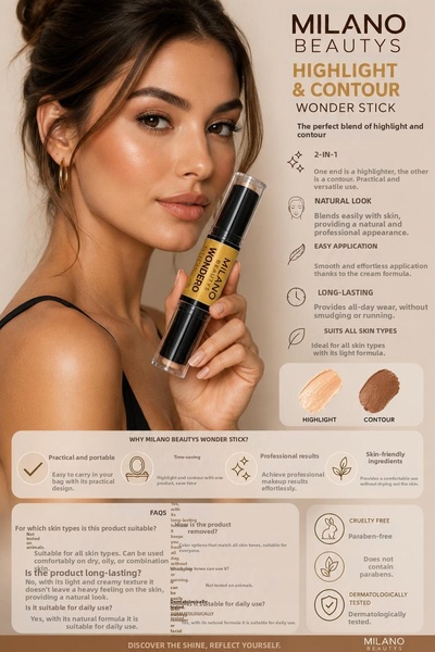MİLANO BEAUTYS Double-Sided Wonderstick Concealer and Contour in One