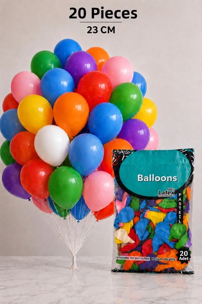 BALON DİYARI Mixed Pastel Color Balloons 23 cm 20 Pieces – High Quality Spani...