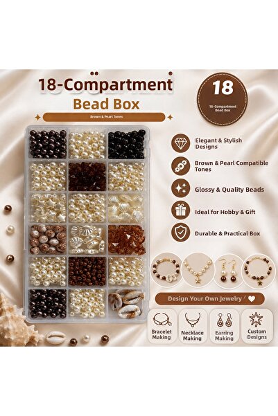 By MO Accessories Cutie de mărgele în nuanțe de cafea vintage – Set de 18 com...