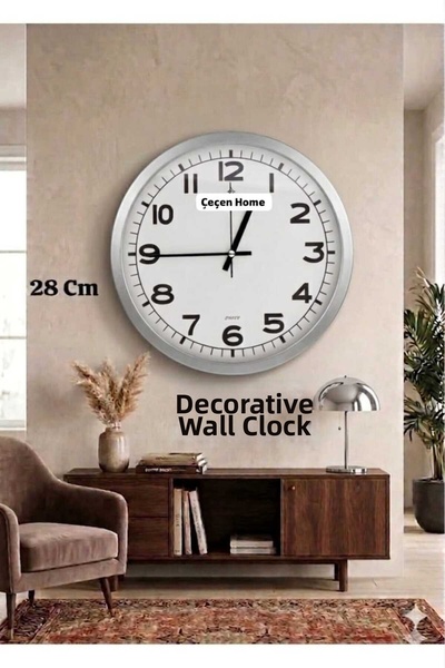 ÇEÇEN HOME (1 Piece) Colorful Framed Decorative Round Wall Clock, Living Room...