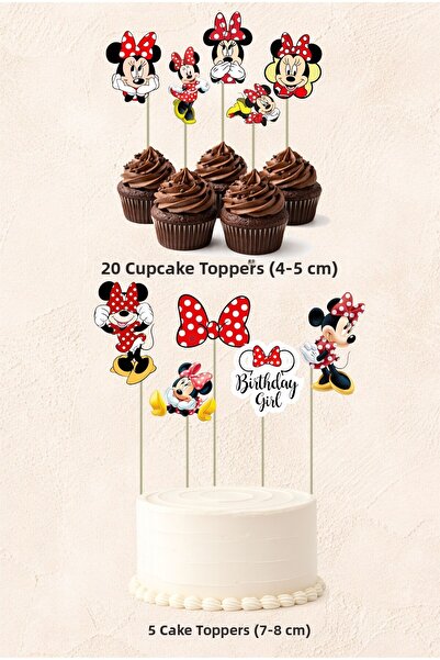Sinek Kupası Tasarım Minnie Mouse Concept 5 Pieces Cake 20 Pieces Cupcake Min...