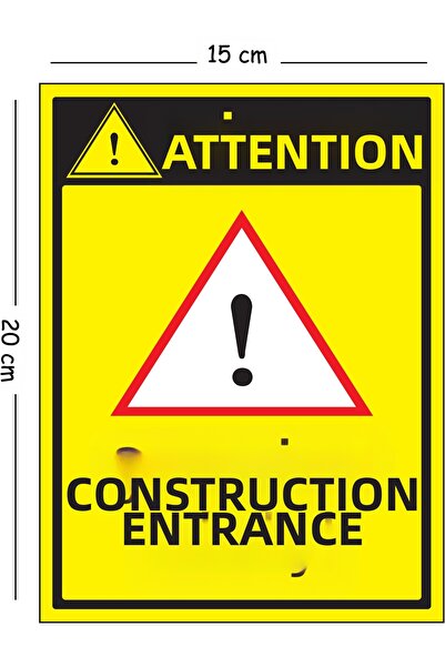 Mayeka Metal Warning Sign Construction Site Entrance 15X20 cm Warning Work Sa...