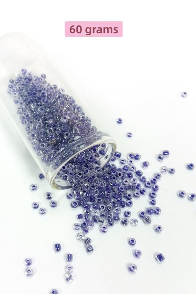 Generic Brand Bulk glass sand beads (8/0) 3 mm - 60 grams - transparent purpl...
