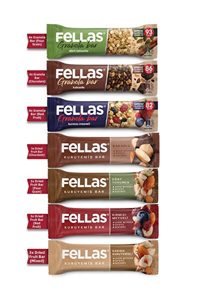 Fellas عبوة مختلطة من ألواح المكسرات 30 جرام × 12 قطعة + عبوة مختلطة من ألواح...