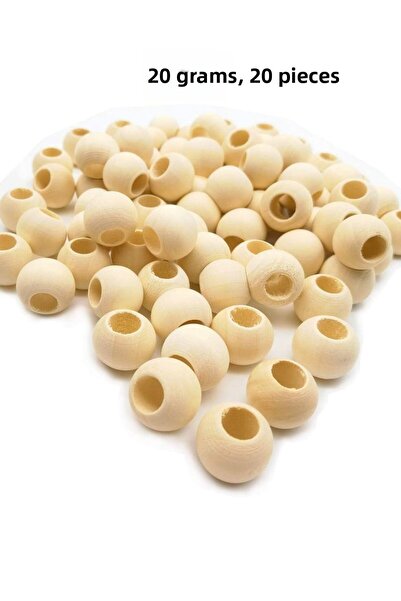 Generic Brand 20 Gr (20 Pieces) Wooden Beads 15 mm Diameter X 10 mm Hole Natu...