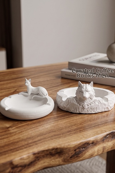 SOUL AND HEAT Lover Set, Special for Couples, Decorative Ashtray, Double Ashtray Set, Cat Figured Ashtray, Wolf Figured Ashtray, Modern Gift Ashtray, Office Decoration, Home Gift, Handmade Ashtray, Trinket, Object