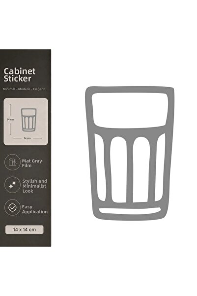 Reysa Tasarım Water Cup Matte Gray Decorative Foil Sticker 14X14 cm