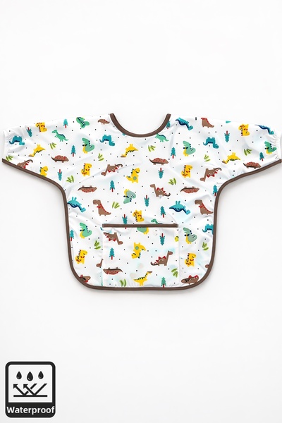 Miniel Unisex Baby Dinosaur Printed Long Sleeve Pocket Detailed Tie-Up Liquid...